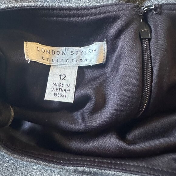 London Style Collection gray sleevless zip dress size 12 - Picture 3 of 7